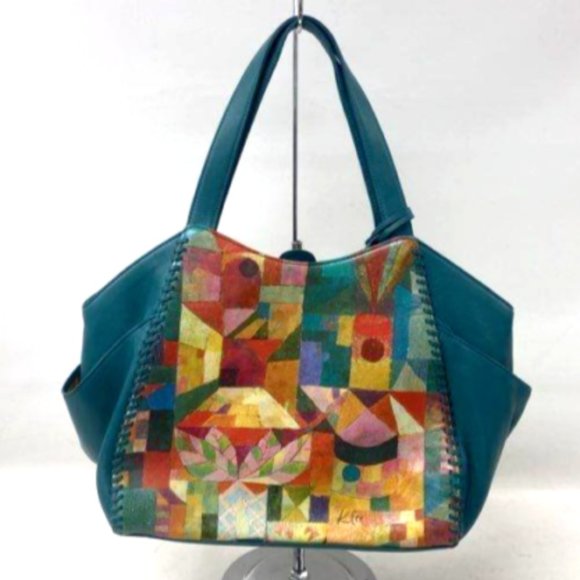 Icon Jeon Leather Multi-Color Floral Women's Double Strap Shoulder Handbag Purse - Picture 2 of 6